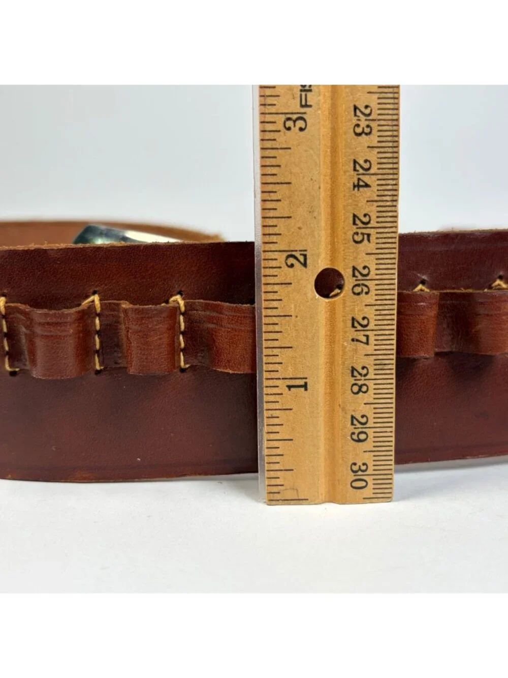 Vintage Red Head Leather Ammo Belt 35 Cartridge Loops North & Judd Buckle Vtg